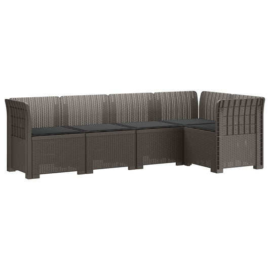 vidaXL 5-Seater Garden Sofa with Cushions Rattan Look PP Light Grey 2