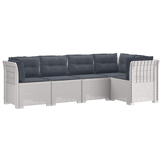 vidaXL 5-Seater Garden Sofa with Cushions Rattan Look PP White 2