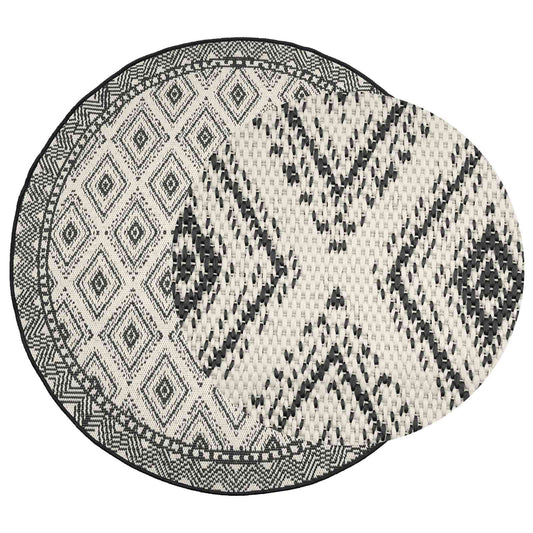 vidaXL Area Rug Natural and Black Ø 160 cm PET 2