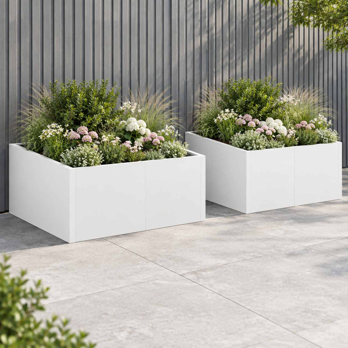 Retaining Wall 4 pcs 100 x 100 x 50 cm Steel White