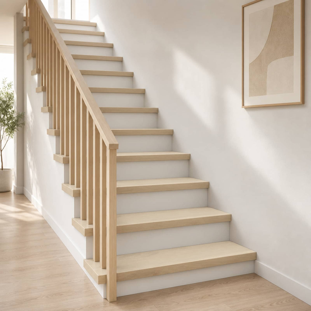 Stair Tread Solid Oak Wood Depth 25 cm 20 pcs White 120 cm