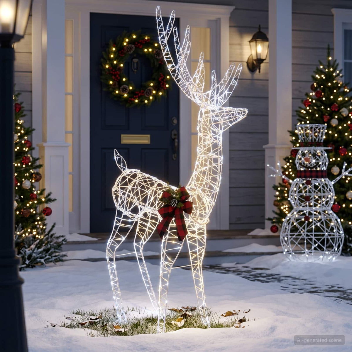 3D Christmas Reindeer LOVIISA 250 LEDs Warm White Height 180 cm 96 cm 40 cm Transparent string