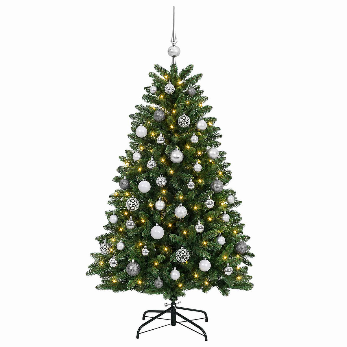 vidaXL Artificial Christmas Tree Mid-green with Bauble 150 cm 150 LEDs 4