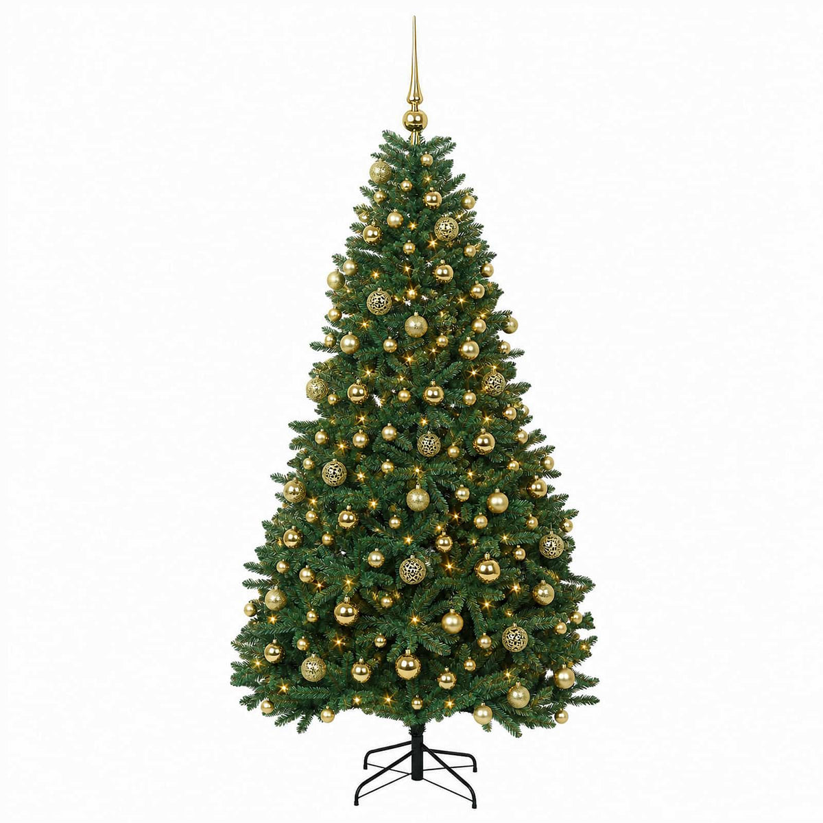 vidaXL Artificial Christmas Tree Mid-green with Bauble 180 cm 300 LEDs 4