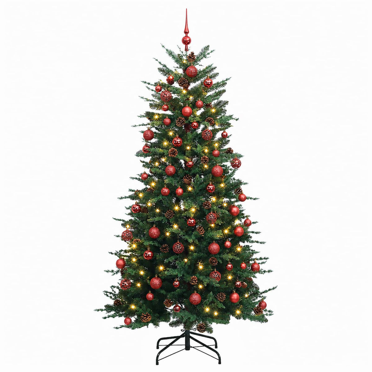 vidaXL Artificial Hinged Christmas Tree 240 cm 300 LEDs Warm White 4