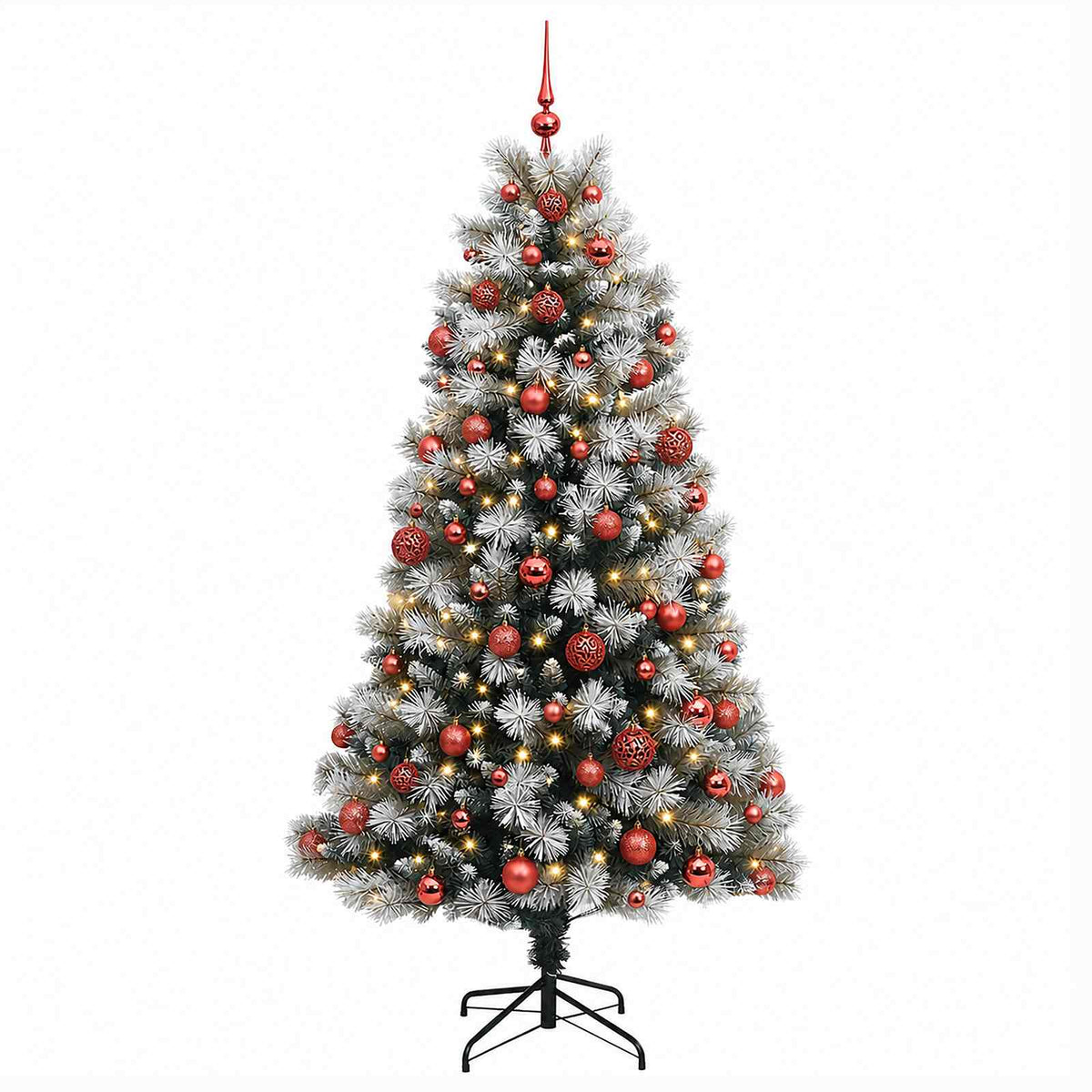 vidaXL Artificial Hinged Christmas Tree with Baubles 210 cm 300 LEDs 4
