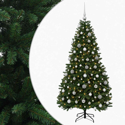 vidaXL Artificial Christmas Tree Mid-green with Bauble 240 cm 300 LEDs 2