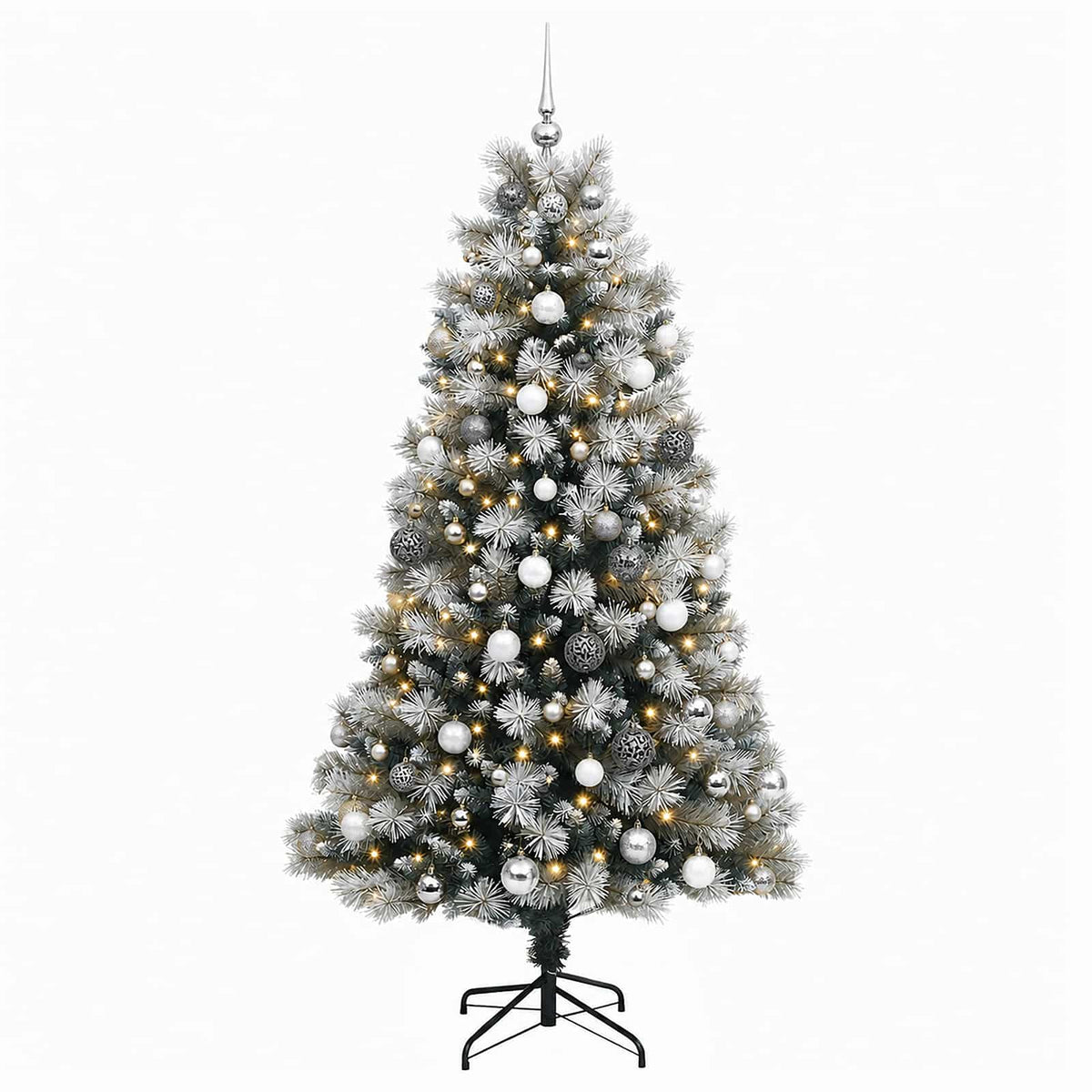 vidaXL Artificial Hinged Christmas Tree with Baubles 210 cm 300 LEDs 4