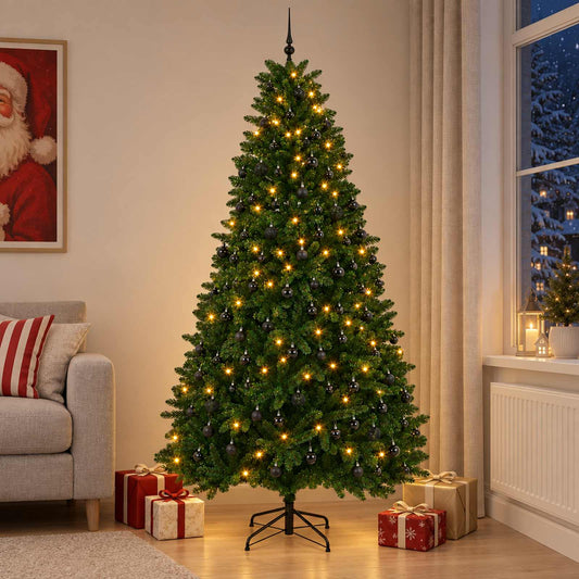 Artificial Christmas Tree Mid-green with Bauble 300 cm 600 LEDs Medium Green Ø 138 x 300 cm with 300 LEDs&black balls