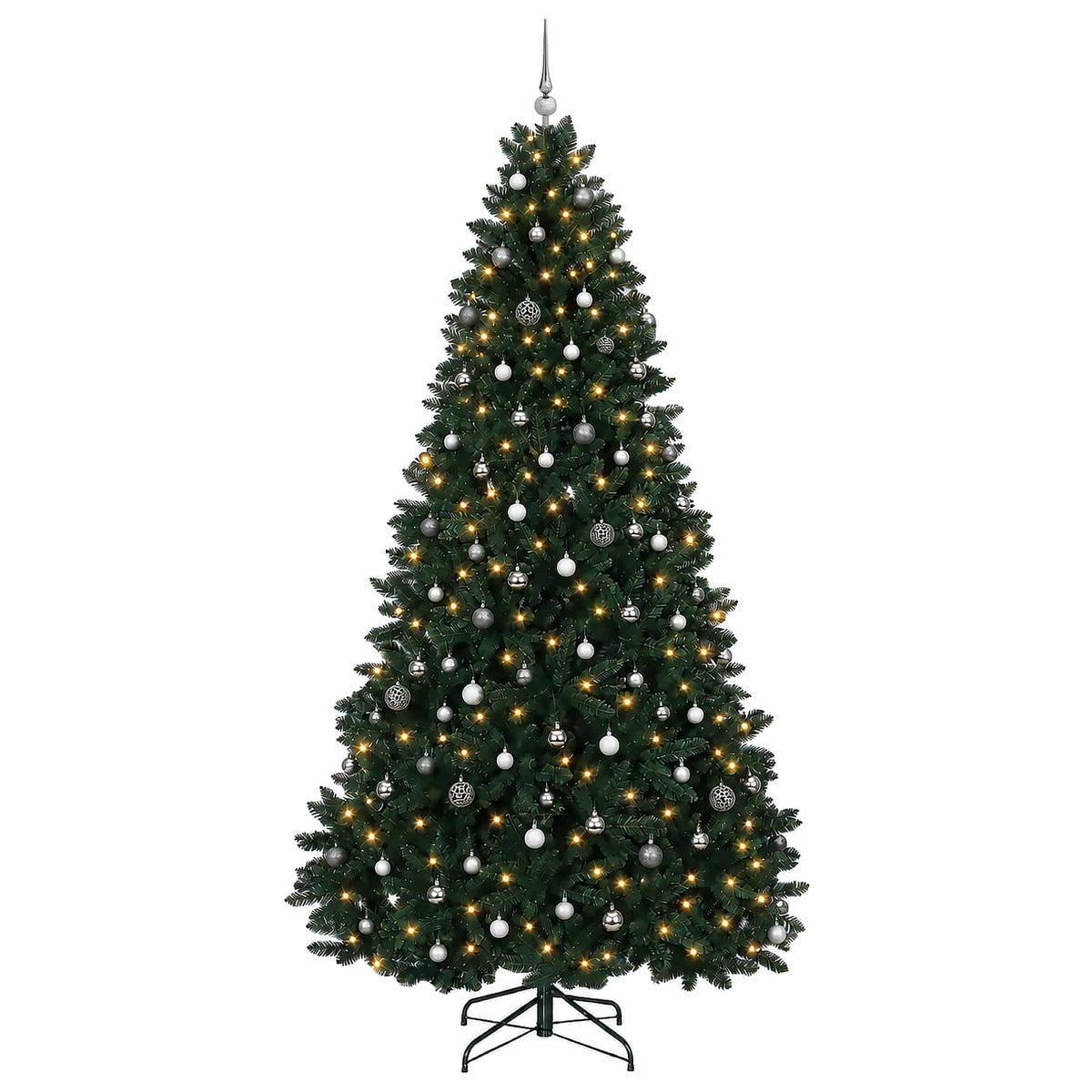 vidaXL Artificial Christmas Tree Dark Green with Bauble 270 cm 4