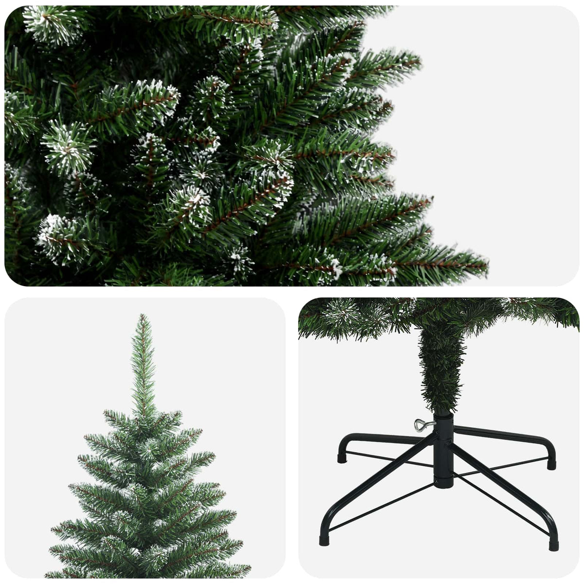 vidaXL Artificial Hinged Christmas Tree 210 cm PVC and Metal Frosted 4