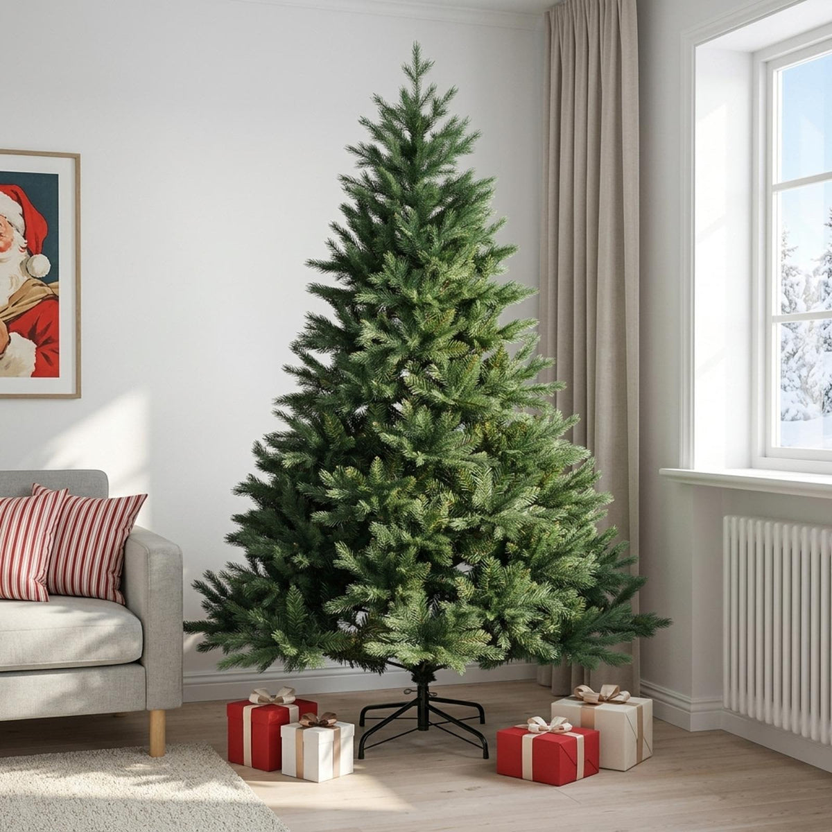 Artificial Christmas Tree with Bauble 300 LEDs Green Height 210 cm without LED