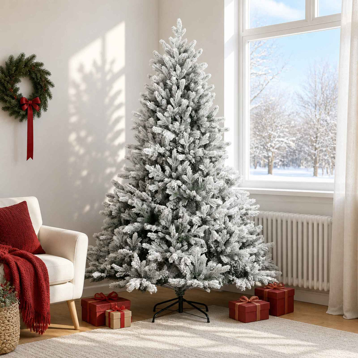 Artificial Christmas Tree with Bauble 300 LEDs Green and White Height 180 cm without LED