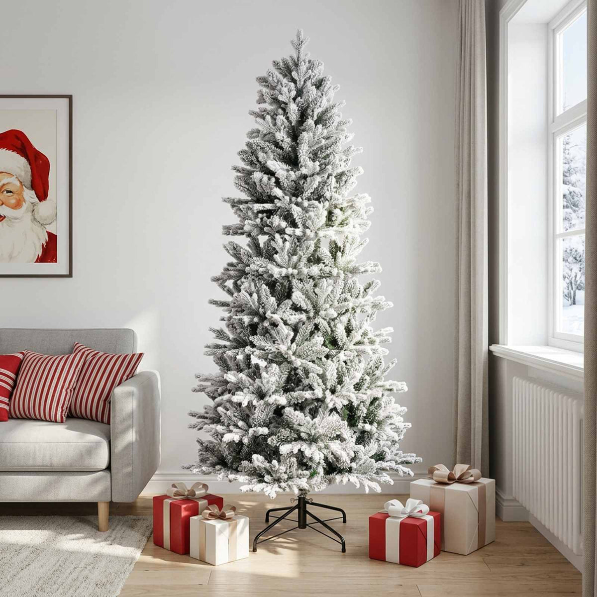 Artificial Christmas Tree with Bauble 300 LEDs Green and White Height 240 cm without LED