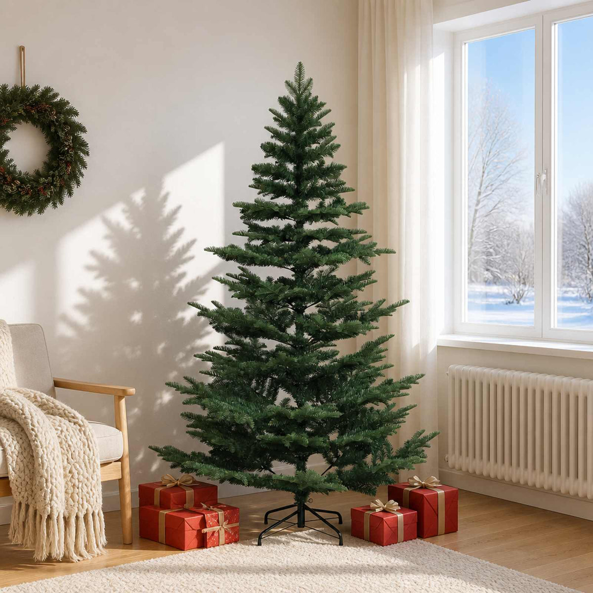 Artificial Christmas Tree with Bauble 300 LEDs Green Height 180 cm without LED