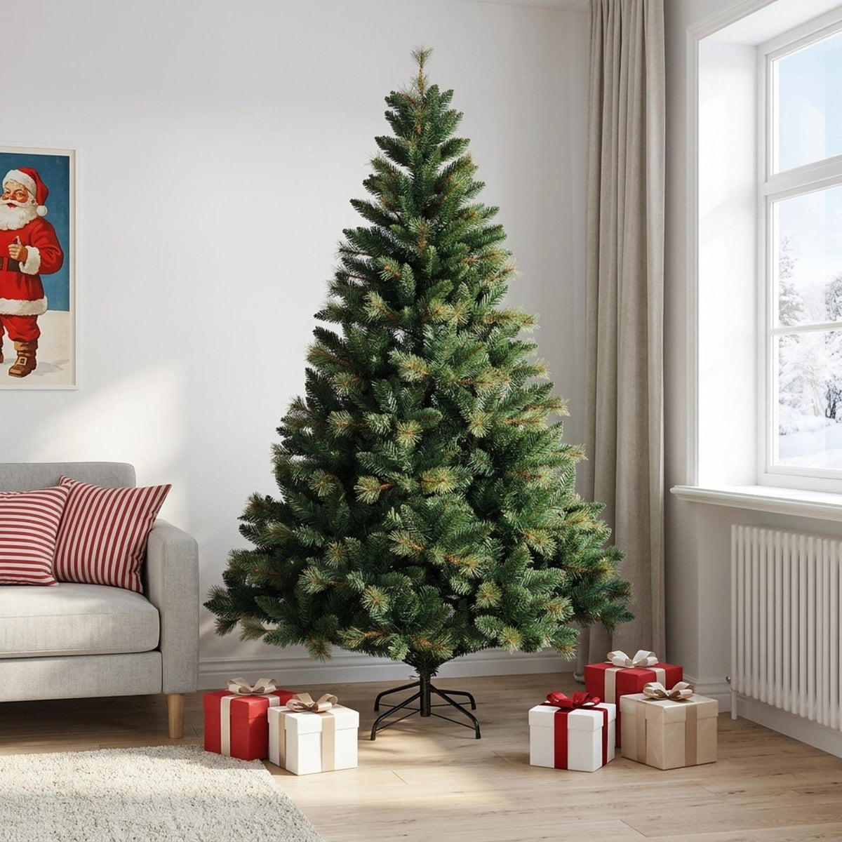 Artificial Christmas Tree with Bauble 300 LEDs Green Height 240 cm without LED