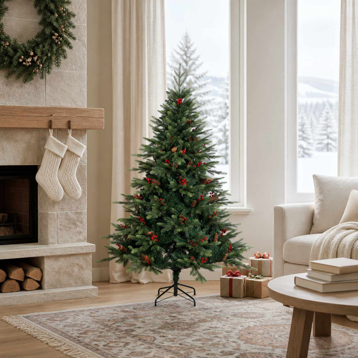 Artificial Christmas Tree with Bauble 150 LEDs Green 120 cm without LED