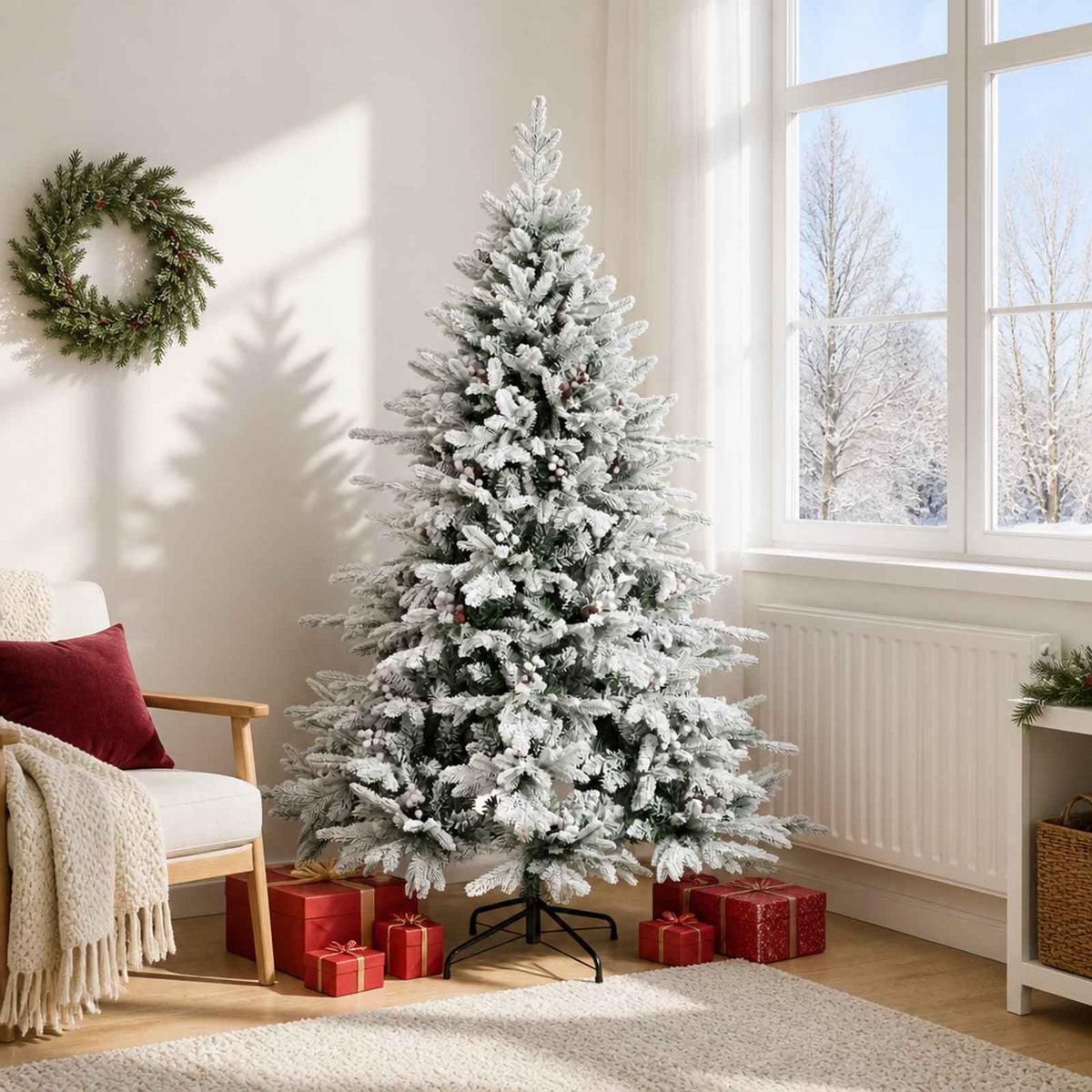 Artificial Christmas Tree with Bauble 300 LEDs Green and White 180 cm without LED
