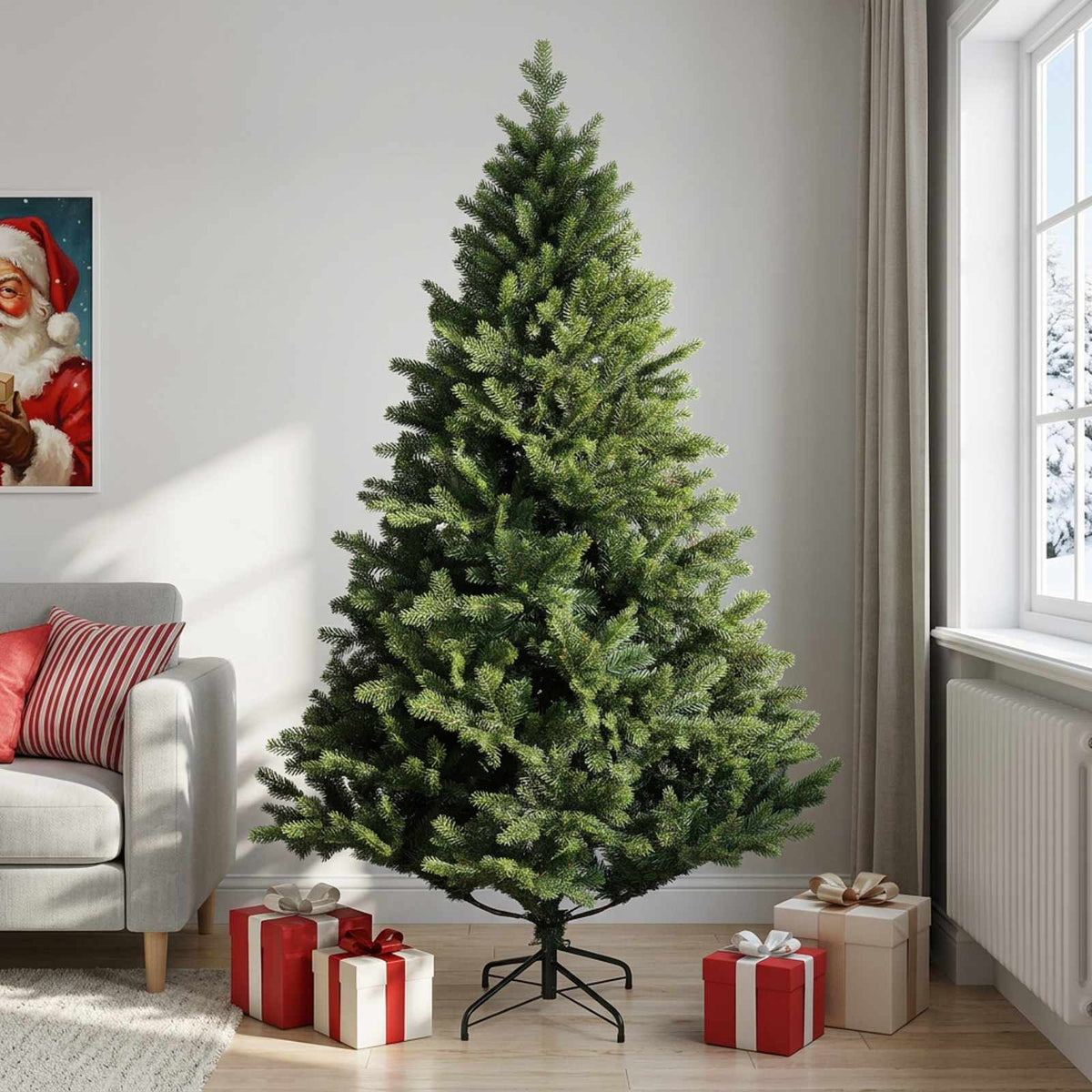 Artificial Christmas Tree with Bauble 300 LEDs Green 240 cm without LED