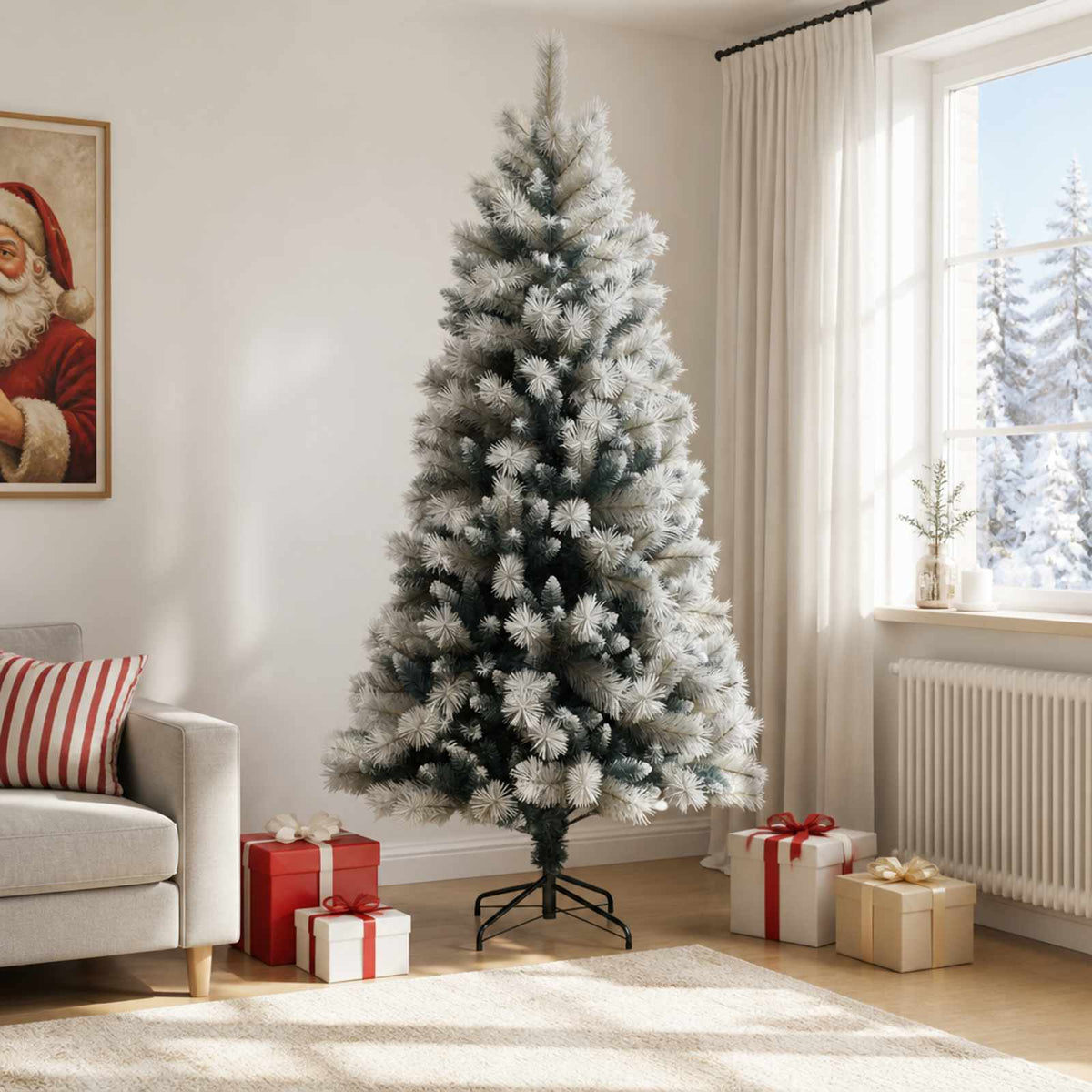 Artificial Hinged Christmas Tree with Baubles 150 LEDs 210 cm without LED