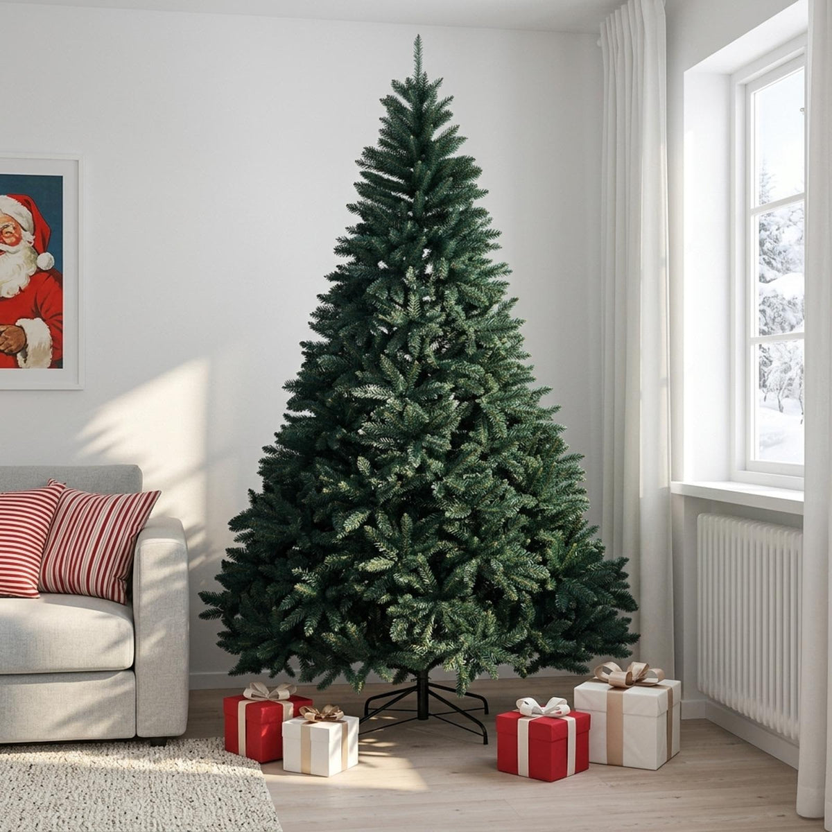 Artificial Christmas Tree with Bauble 240 cm Dark Green Ø 156 x 240 cm without LED