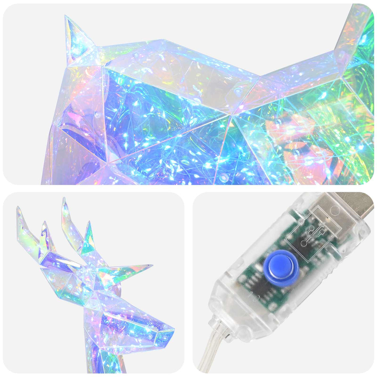 vidaXL Prismatic Iridescent LED Reindeer Multicolour 48 x 19 x 86 cm 4