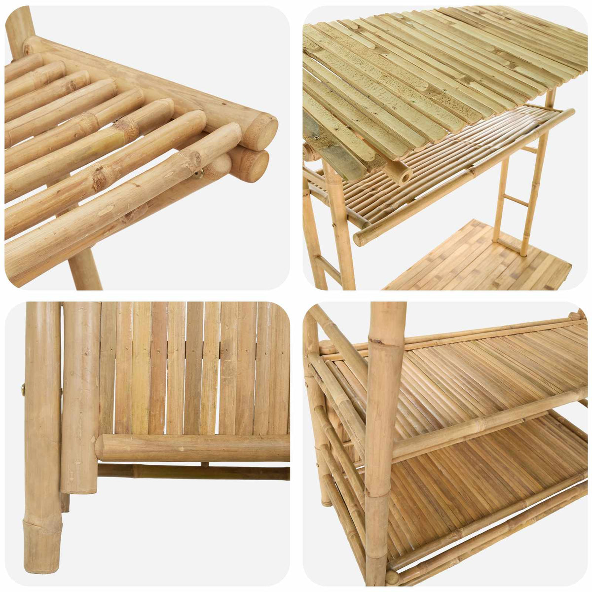 vidaXL Outdoor Bar Table and Stools 3 pcs 2-Seaters Natural Bamboo 6