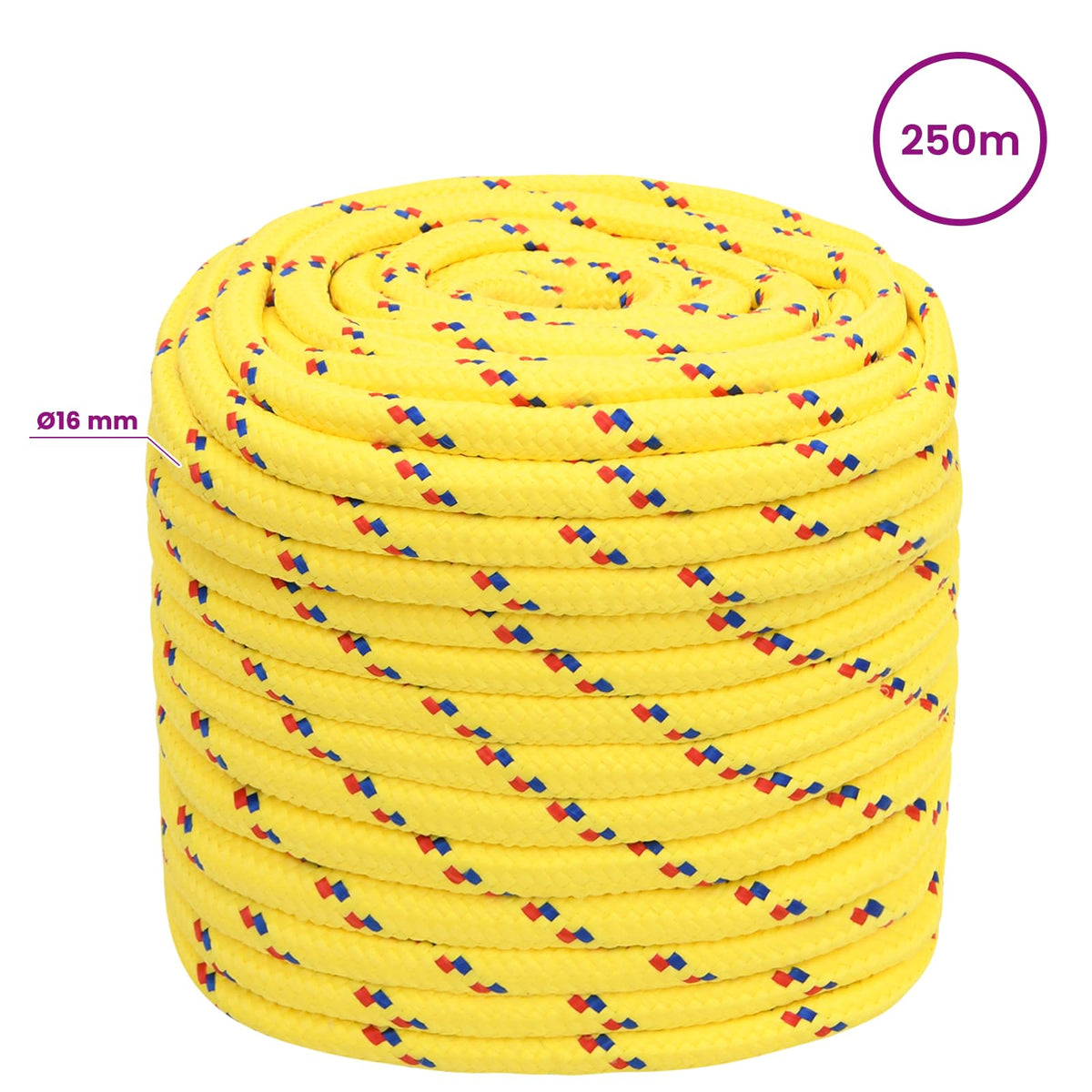 Multipurpose Utility Rope PP Length 250 m Yellow 16 mm