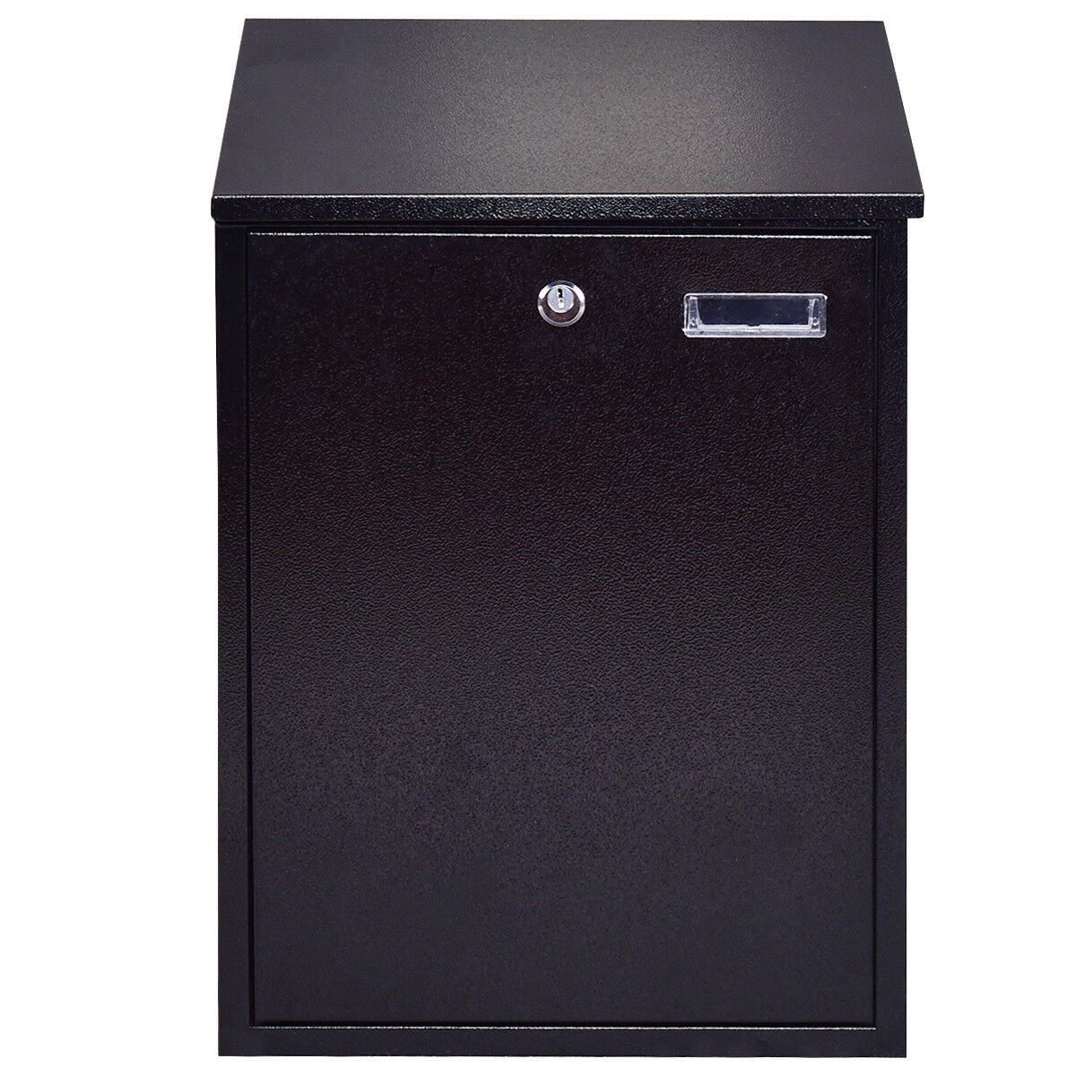 Steel Lockable Postbox Locking Home Letter Post Box Wall Mounted-Black