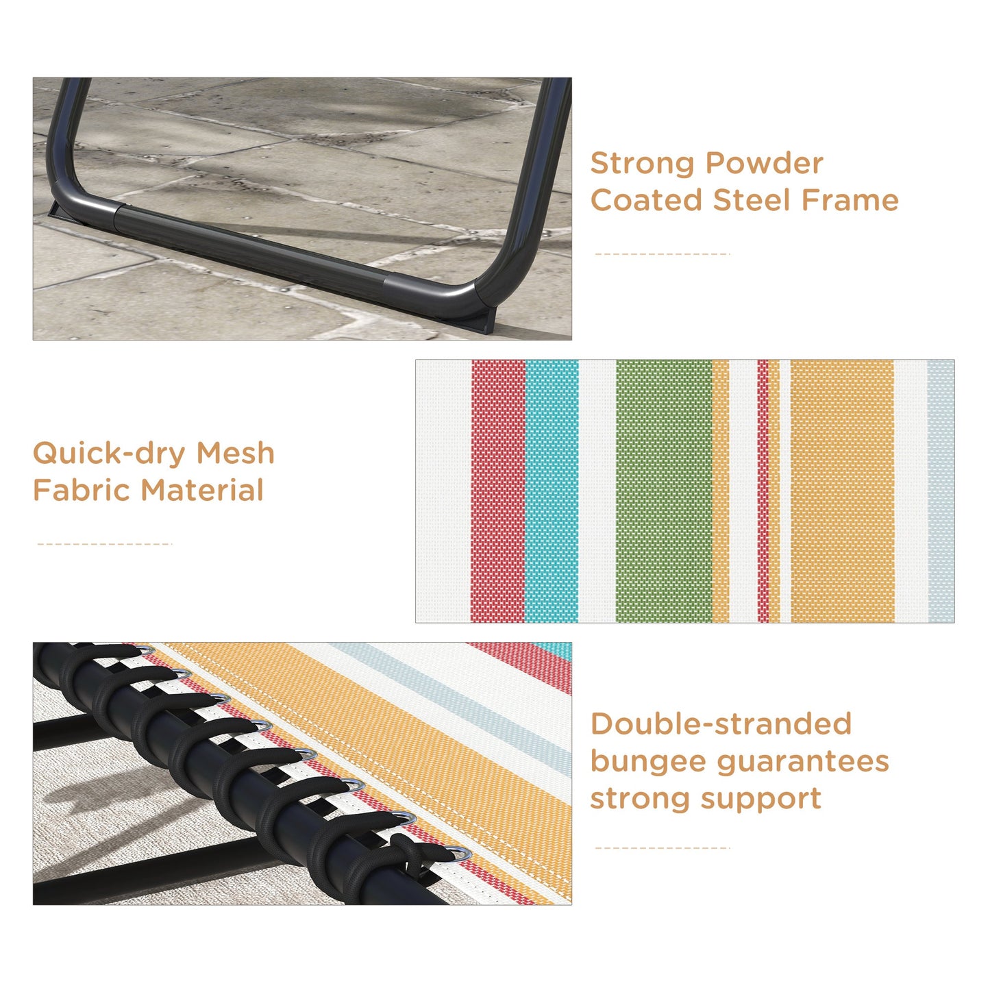 Outsunny Set of Two Folding Sun Loungers, with Four-Position Backs - Multicoloured