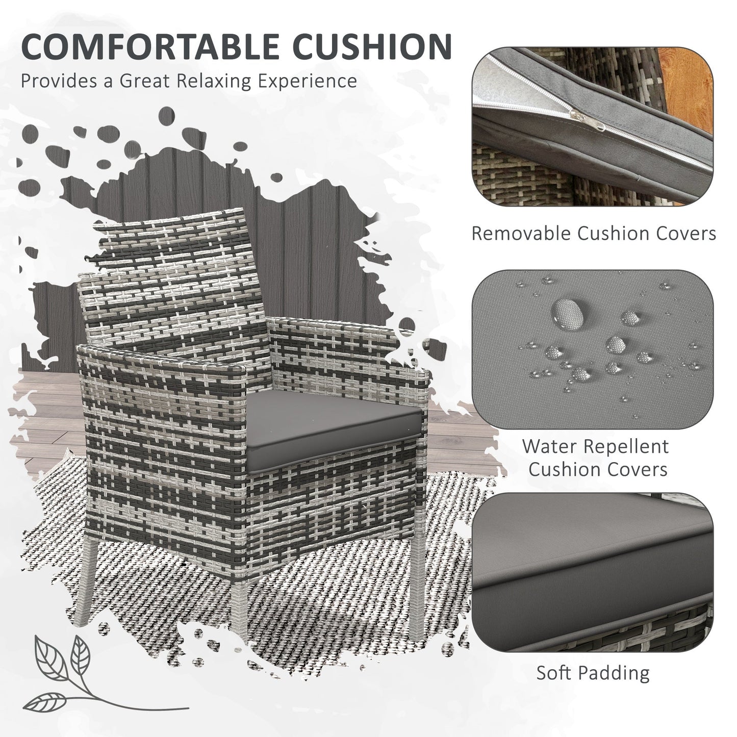 Outsunny Five-Pieces Rattan Dining Set - Mixed Grey