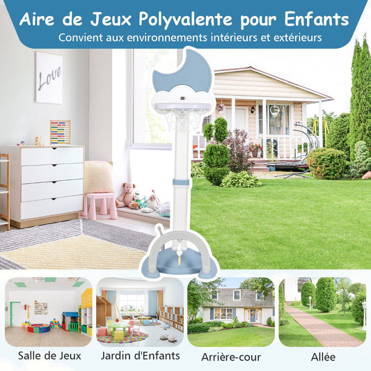 4-In-1 Kids Basketball Hoop with Adjustable Height for Kids-Blue