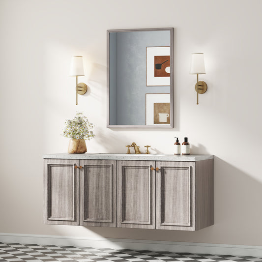 HOMCOM Wall Bathroom Mirror, 50 x 70 cm Wall-Mounted Mirror for Living Room, Bedroom, Hallway, Grey