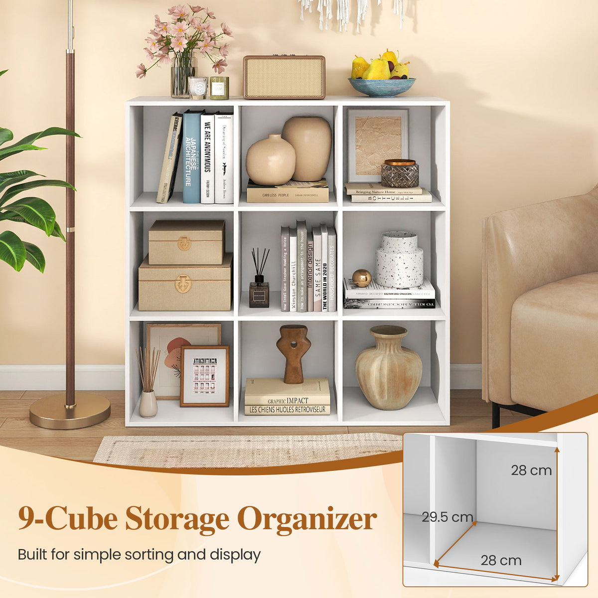 9-Cube Book Shelf Wooden Bookshelf Modern Bookcase Storage Organizer