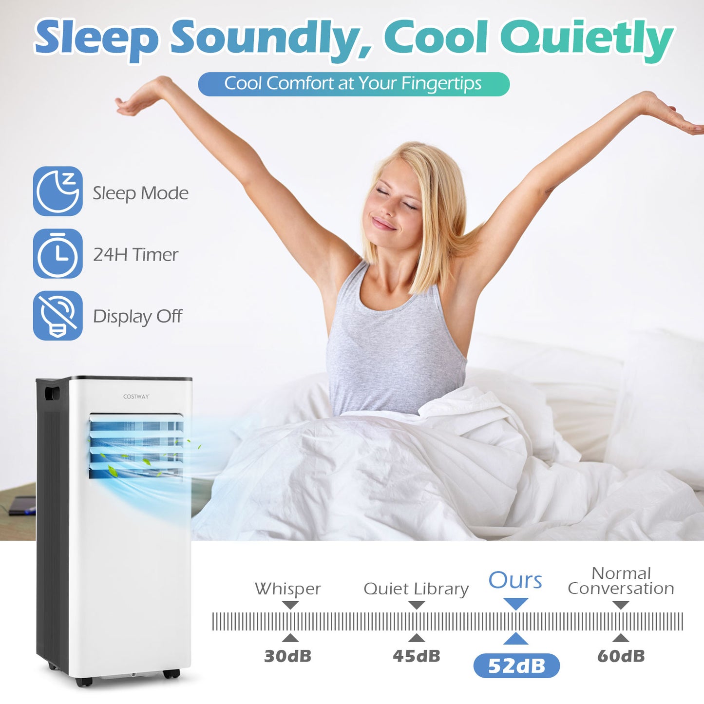 9000 BTU Portable AC 4-In-1 Air Conditioner with Dry and Fan Mode-Black