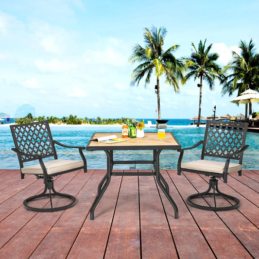90 cm Square Patio Dining Table with Powder-Coated Steel Frame