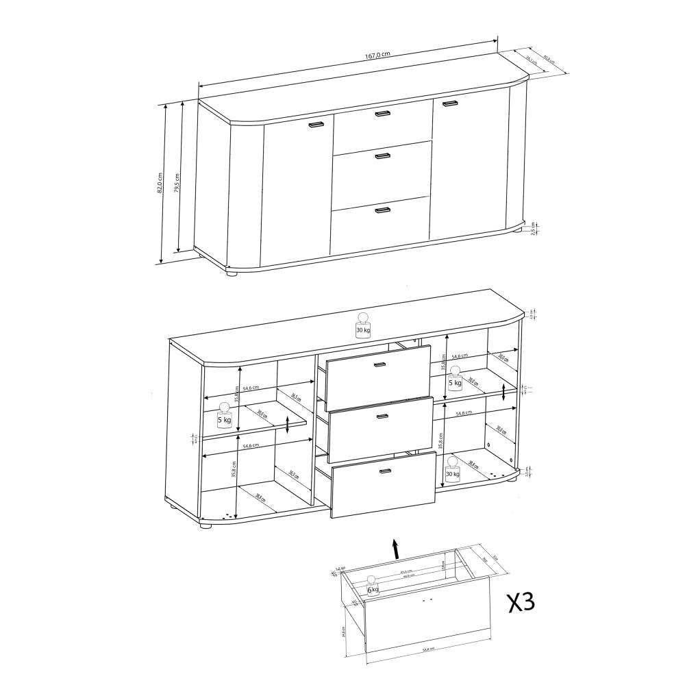 Gent 84 Sideboard Cabinet 167cm