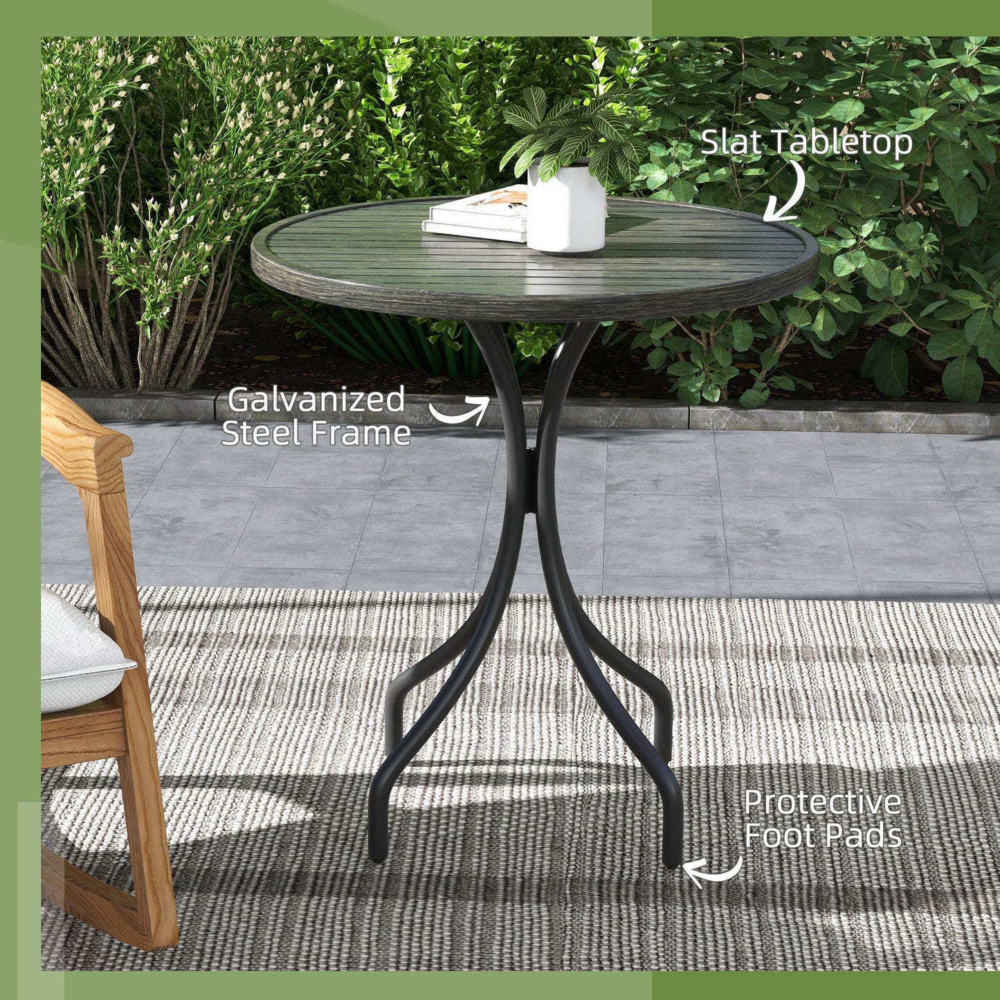 Outsunny â66cm Galvanised Steel Garden Table - Grey