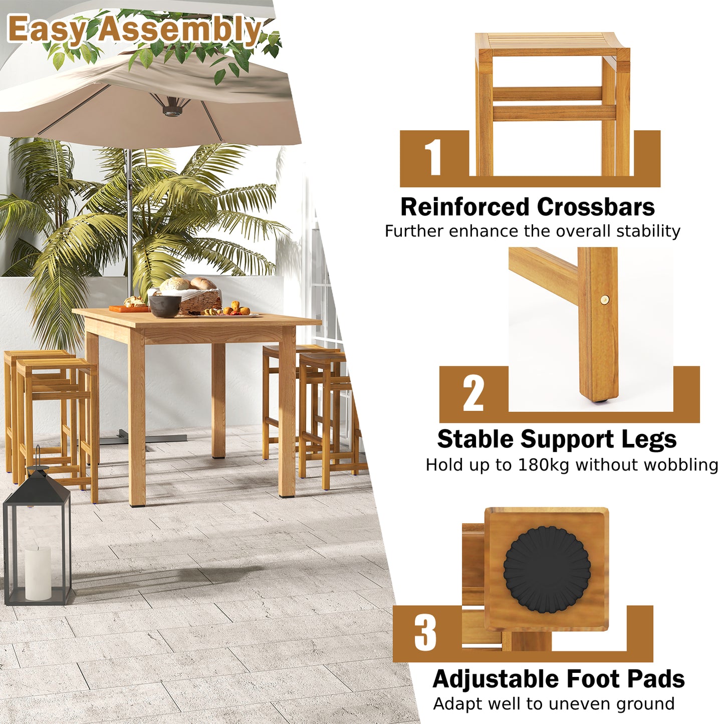 76cm Height Bar Chair with Saddle Shaped Seat and Sturdy Footrest