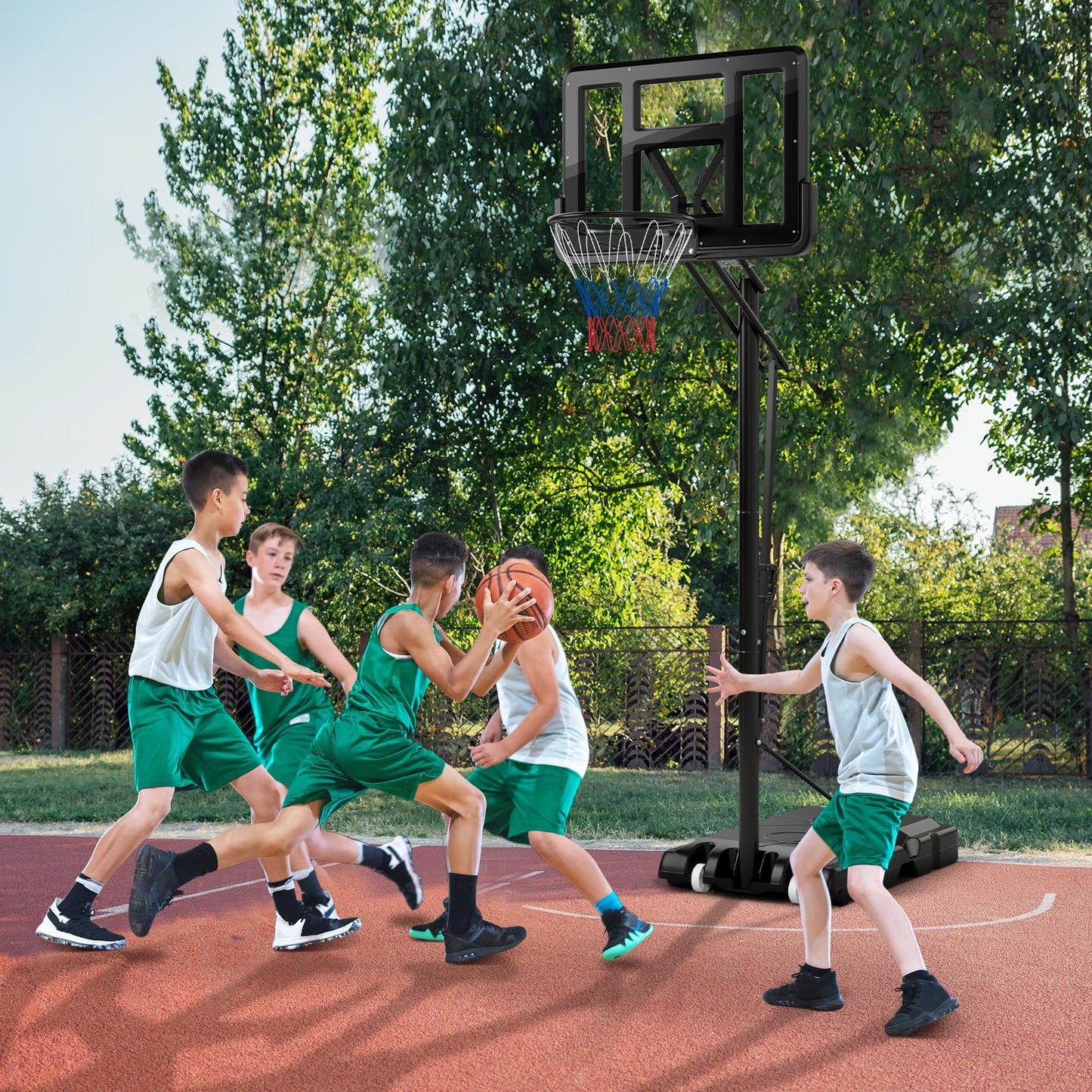 2.45-3.05M Portable Basketball Hoop Stand Adjustable for Adults and Teenagers