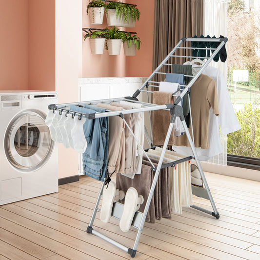 2-Layer Aluminum Folding Clothes Drying Rack
