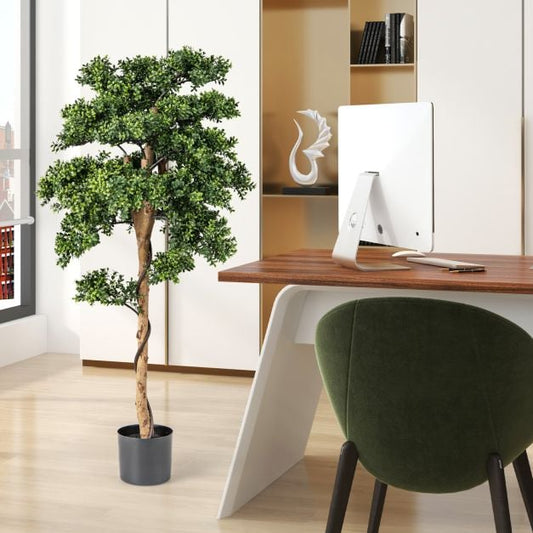 Artificial Boxwood Topiary Tree Potted Plants with PE Leaves-Green