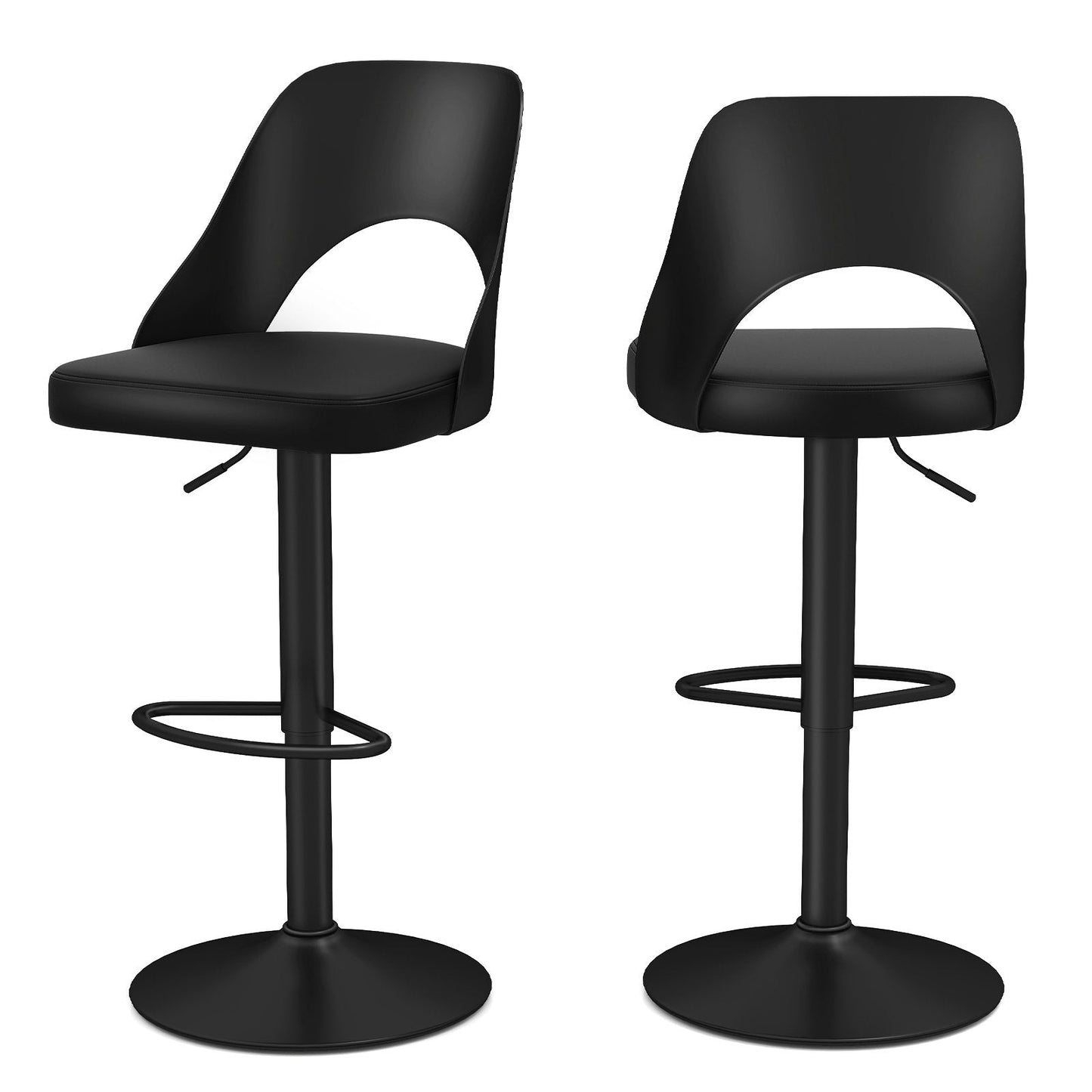 Bar Stools Set of 2 Ergonomic Counter Height Stools-Black