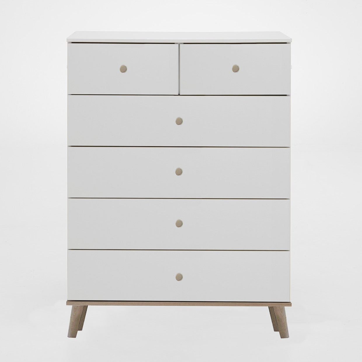 Chest of Drawer BERTEN 4+2 Drawer Chest White and Oak 81cm