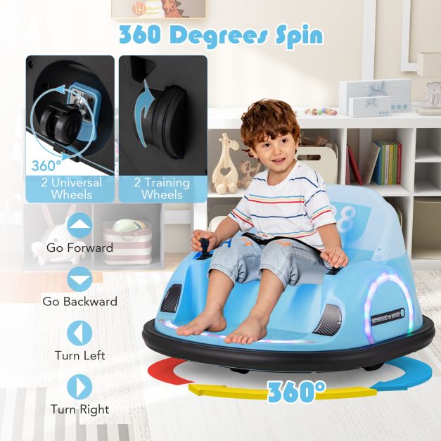 Kids Ride on Battery Powered Bumping Car with Flashing LED Lights-Navy