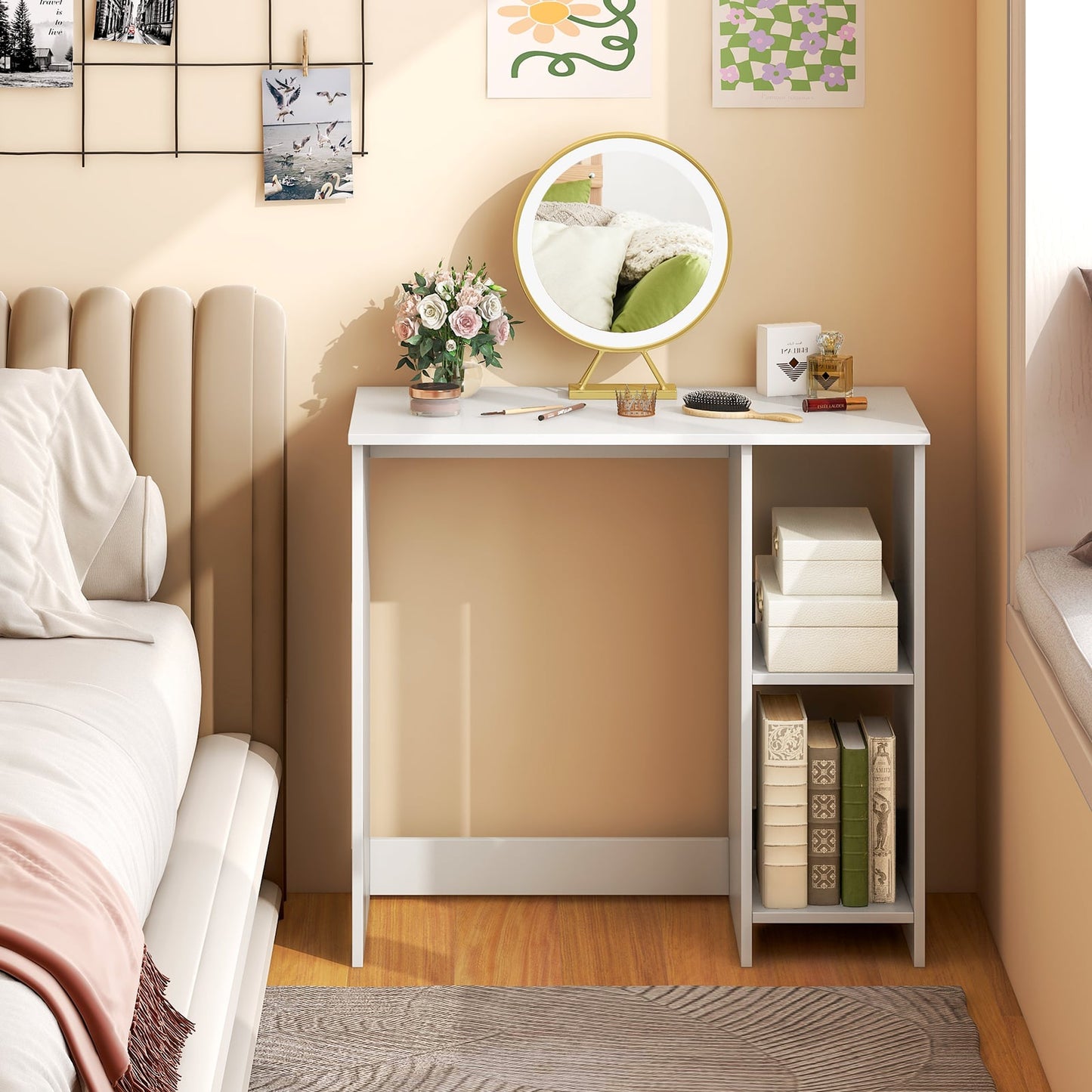 31.5 Inch Home Office Desk for Small Space-White