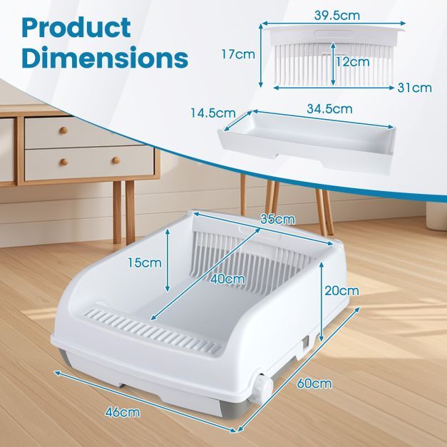 Cat Furniture with Cat litter box enclosure Semi-auto Open-top Cat Litter Box and 179cm Cat Tree
