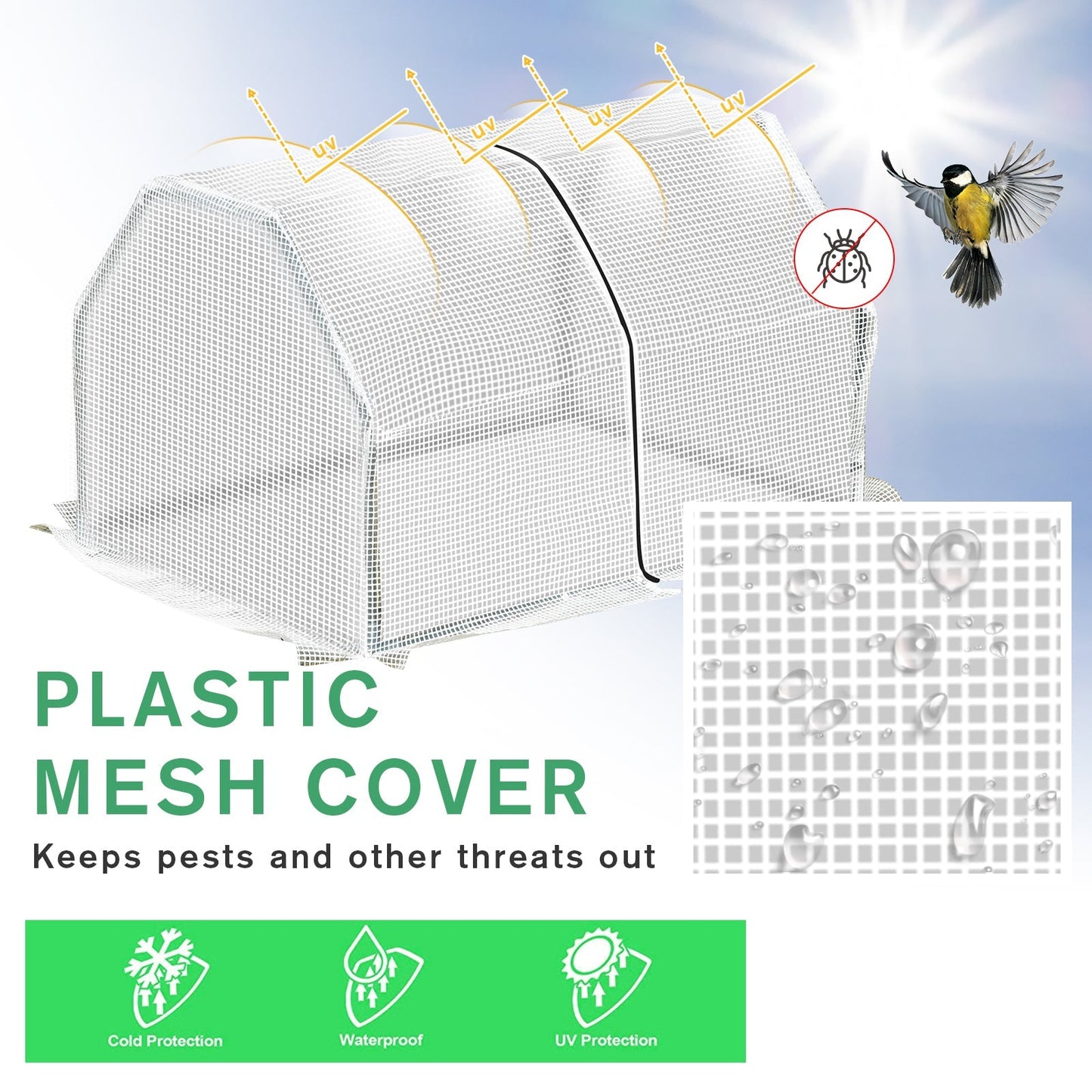 Outsunny Mini Greenhouse Grow House PVC Cover Steel Frame White 99L x 71W x 60H cm