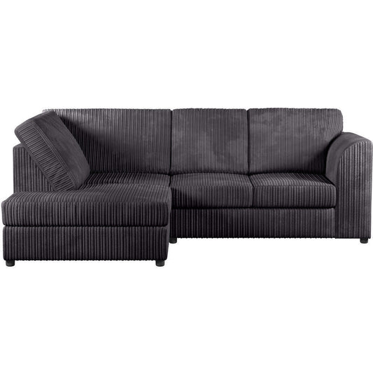 Chicago Jumbo Cord Full Back Black Corner Sofa