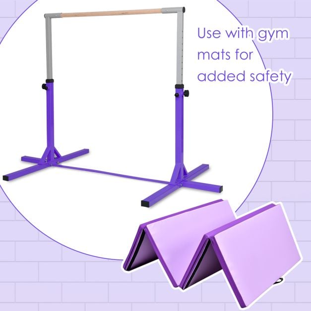 Adjustable Gymnastics Bar Horizontal Bar for Kids-Purple
